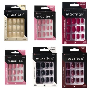 UNHAS POSTIÇAS TAMANHO MÉDIO MACRILAN - CAIXA COM 24 UNIDADES